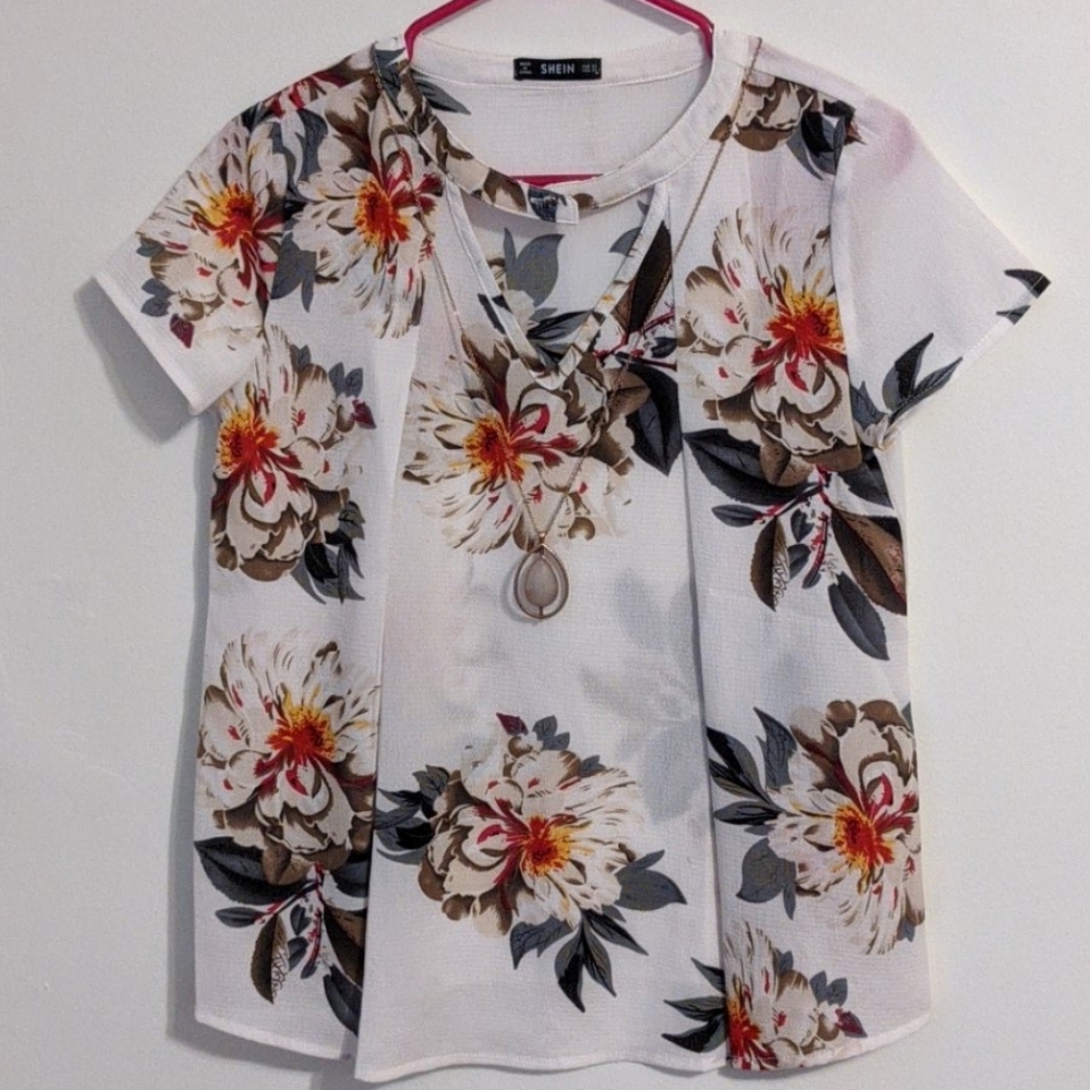 White Flowered Blouse